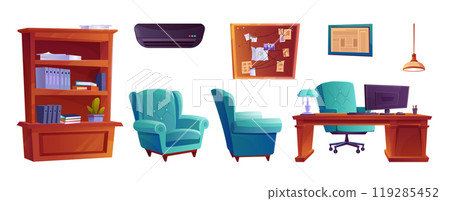 Detective office room interior equipment. 119285452