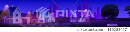 Night town street against big city background 119285457