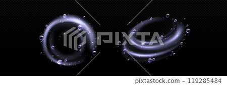 Water swirls with foam bubbles set 119285484