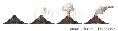 Cartoon volcano lava eruption animation vector Cartoon volcano lava eruption animation vector 119285497