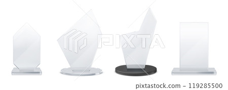 3D glass trophies set isolated on white 119285500