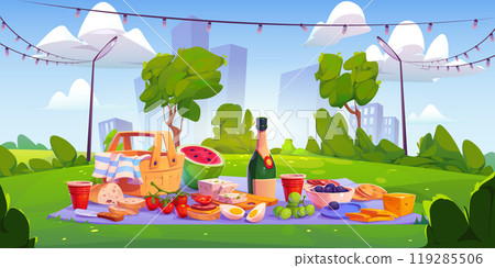 Summer picnic in city park 119285506
