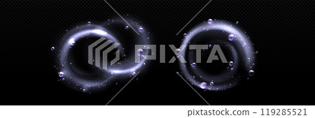 Water swirls with foam bubbles set 119285521