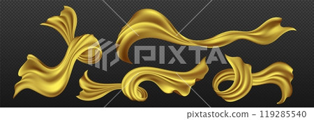 Yellow silk ribbons set on transparent background Yellow silk ribbons set on transparent background 119285540