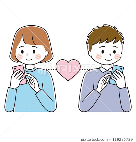 Illustration set of men and women using matching apps 119285729