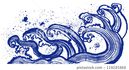Wave splash handwritten brush illustration 119285868