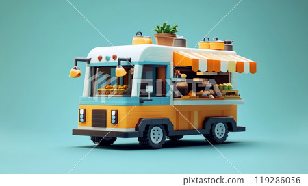 3d render of Food truck isometric style. 119286056