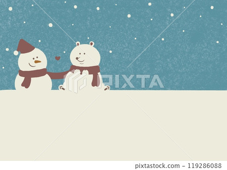 雪人和熊留言卡藍色 雪人和熊留言卡藍色 119286088