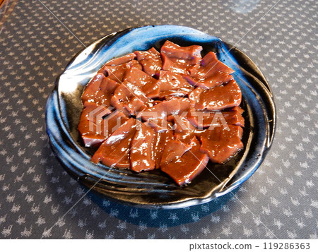 Horse liver sashimi, a local dish from Kumamoto 119286363
