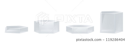 3D pentagon and hexagon glass platforms set 3D pentagon and hexagon glass platforms set 119286404