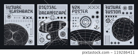 Set of retro futuristic flyers Set of retro futuristic flyers 119286411