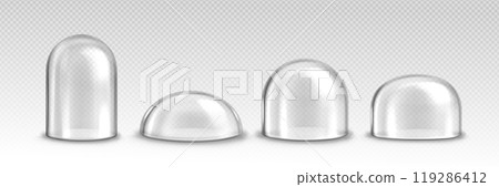 Glass hemisphere transparent dome. Glass hemisphere transparent dome. 119286412