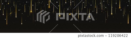 Golden star rain fall on transparent background 119286422