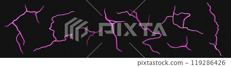 Realistic lightning bolt purple set 119286426