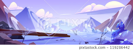 Winter mountain and sky landscape illustration 119286442