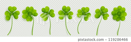 Realistic 3D clover leaves set 119286466