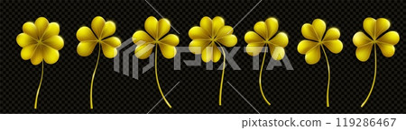 3d gold shamrock St Patrick day leaf clover set 119286467