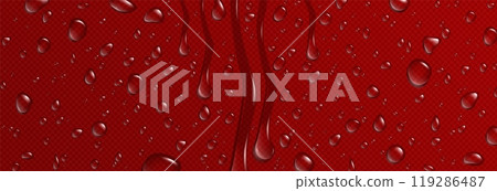 Vector water drop texture on red glass background Vector water drop texture on red glass background 119286487