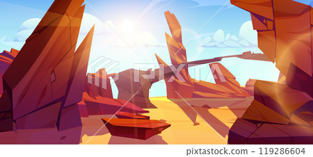 Rock and canyon in desert game cartoon landscape 119286604