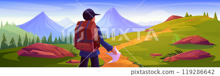 Man travel and explore mountain adventure vector Man travel and explore mountain adventure vector 119286642
