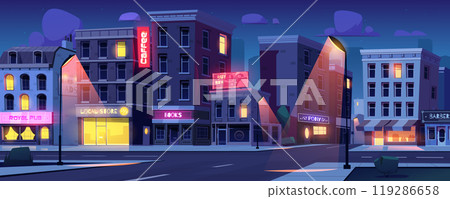 Night city street intersection vector background Night city street intersection vector background 119286658