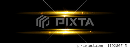 Horizontal golden light stripe with fade effect. 119286745