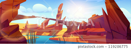 River in rock desert cartoon landscape background River in rock desert cartoon landscape background 119286775