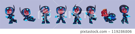Black boy in space astronaut suit cartoon vector 119286806