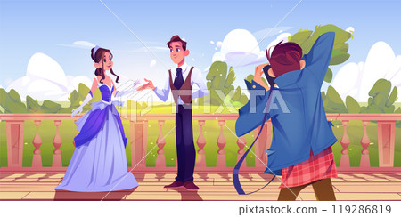 Prince and princess posing for photographer Prince and princess posing for photographer 119286819