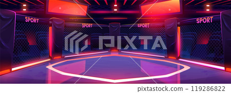 Mma ring for boxing, octagon fight arena stage Mma ring for boxing, octagon fight arena stage 119286822