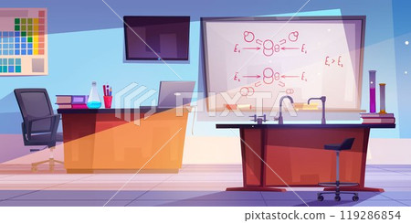 Chemistry classroom interior with equipment Chemistry classroom interior with equipment 119286854