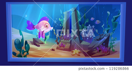 Sandy bottom of aquarium or oceanarium 119286866