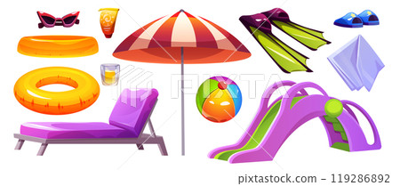 Summer sea beach element vector illustration set 119286892