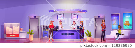 Cinema office hall with ticket and popcorn bar 119286950