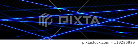 Realistic neon blue laser beams intersecting 119286989