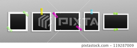 Photo frame collage with tape, album foto template 119287009