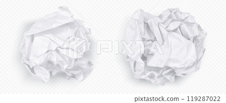 Crumple paper ball, white 3d crinkle trash vector Crumple paper ball, white 3d crinkle trash vector 119287022