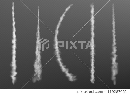 Plain smoke trail, jet vector contrail line cloud 119287031