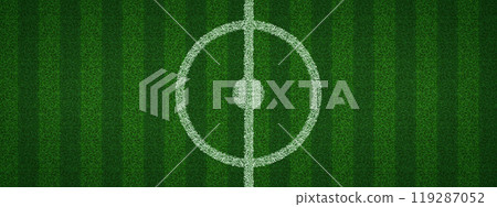Top view of realistic soccer pitch center 119287052