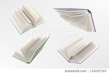 Open fly school paper book vector illustration 119287103