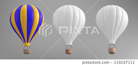 Realistic set of hot air balloon mockups 119287112