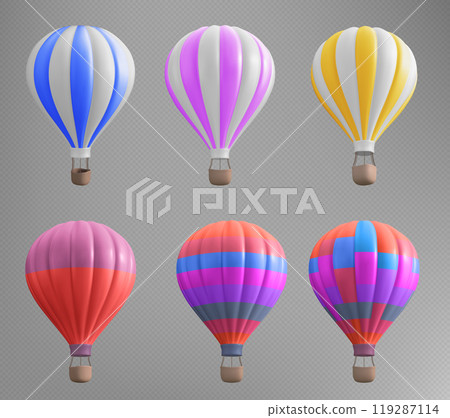 3d isolated hoy air balloon basket illustration 119287114