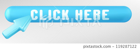 Realistic click here button with 3D cursor arrow Realistic click here button with 3D cursor arrow 119287122