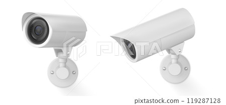 Realistic set of 3D CCTV cameras Realistic set of 3D CCTV cameras 119287128