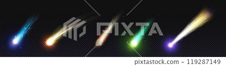 Comet and meteoroid fall speed trail galaxy vector Comet and meteoroid fall speed trail galaxy vector 119287149