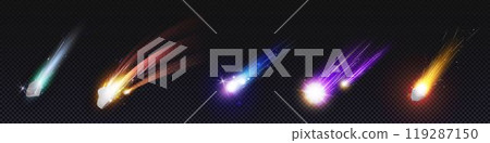 Comet and meteoroid fall speed trail galaxy vector 119287150