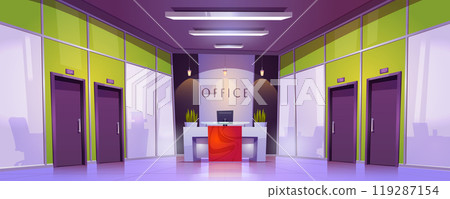 Office corridor interior with reception vector 119287154