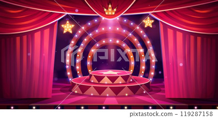 Circus cartoon stage with ring vector background 119287158