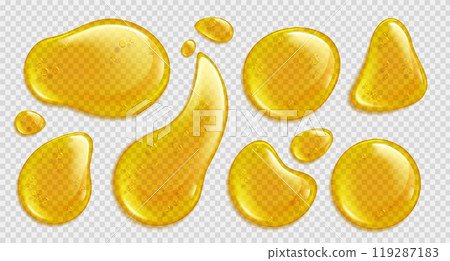 Gold honey or yellow argan oil vector droplet set 119287183