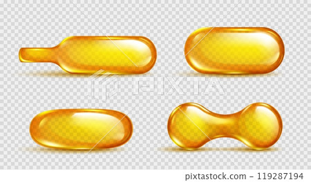 Realistic 3D oil capsule on transparent background 119287194
